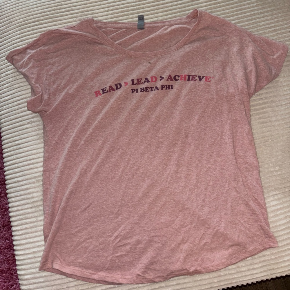 Pi Beta Phi pink Read Lead Achieve T-Shirt